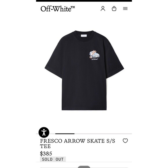 ONLY OFF-WHITE Fresco Arrow Skate SS Tee Black/White XL |Virgil Abloh Streetwear - Picture 1 of 4